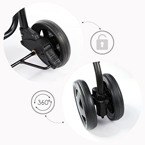 MY DUQUE - Mila Einkaufskorb bis 15 kg | Faltbarer Einkaufstrolley mit Fußbremse und weichem Griff | Einkaufswagen mit abnehmbarem Korb und Doppel-Vorderrädern für 360-Grad-Manövrierbarkeit – Schwarz – Bild 6