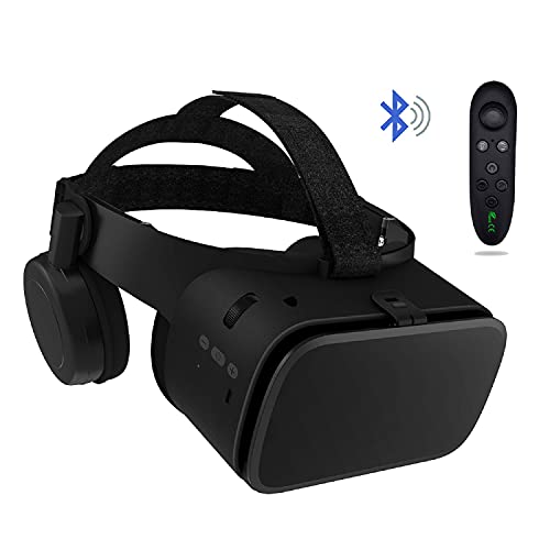 Thafikzi Virtual Reality Headset VR Headset with Remote Control for Phones Gear VR iPhone for iPhone Android Phones Bluetooth VR Glasses for Apple Phones 3D Glasses for Movies & Games