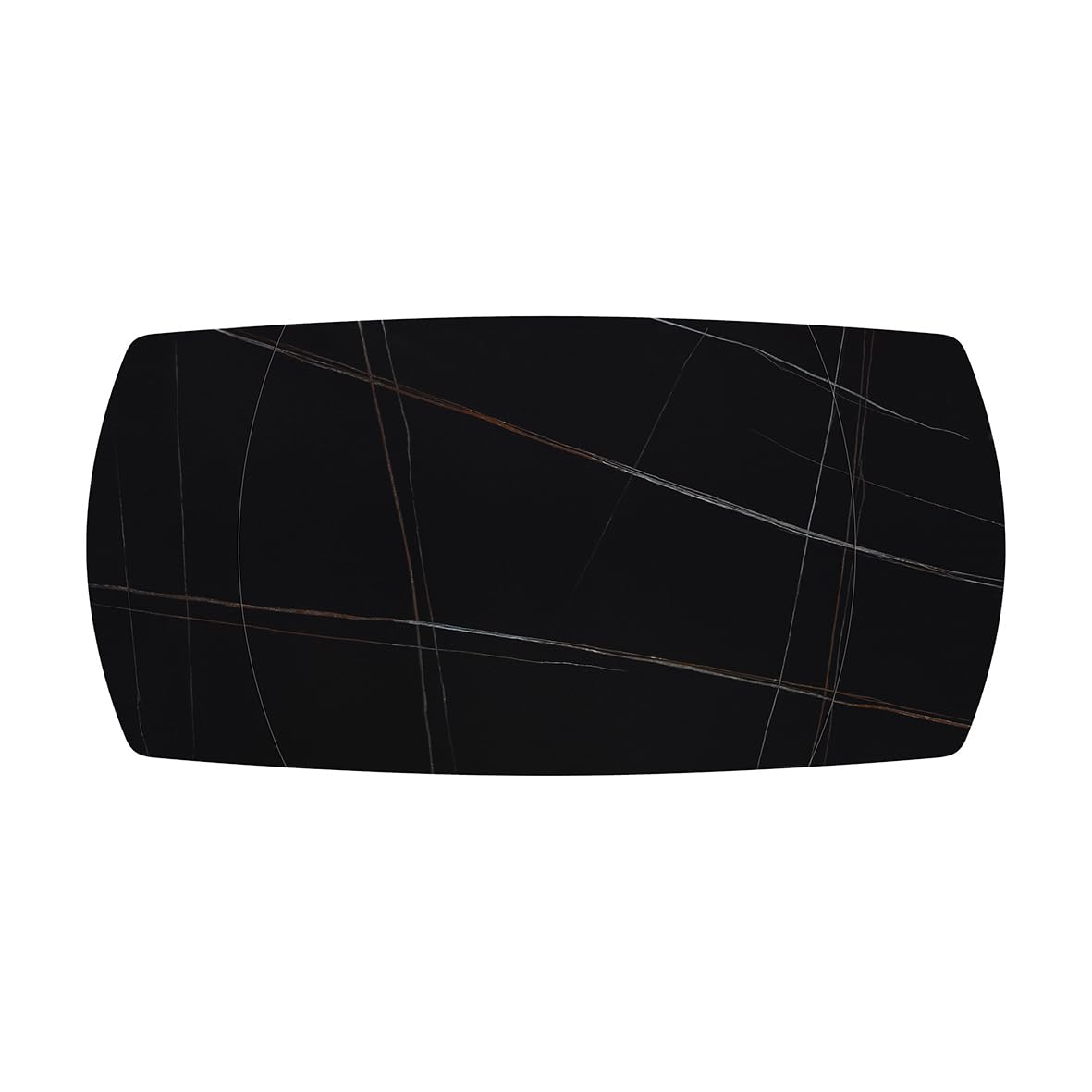 PAZZO DESIGN Tavolo Allungabile Rotante Brando, Piano Ceramica Nero Sahara, Gambe in Metallo Nere, Cucina, Salotto, Ovale, 120 x 88 x h76 cm - id_2207