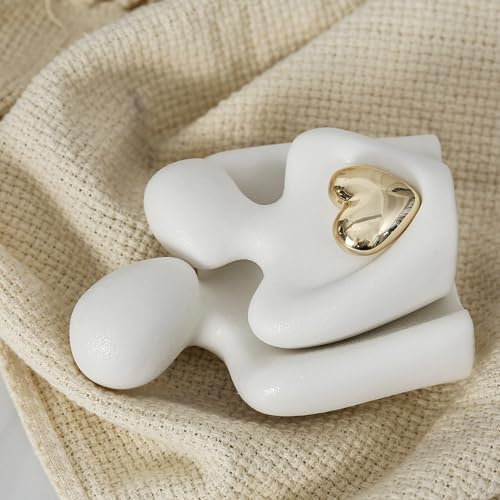 Hugging Couple Statue Ceramic Lover Figurine Home Decor is a Romantic Gift for Her on Wedding Anniversary and Valentines, TV Stand Decoration Knick Knacks for Shelves (M) - Image 5