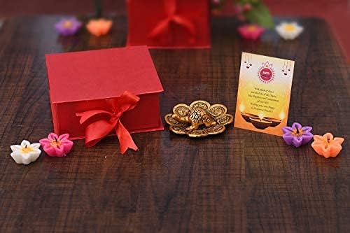 Frienemy Presents Tortoise for Good Luck Showpiece Diwali Gift Combo - Set of 4 Floating Candles Tealight, Special Greeting Card - Diwali Gifts Home Decoration - #Frienemy-0378