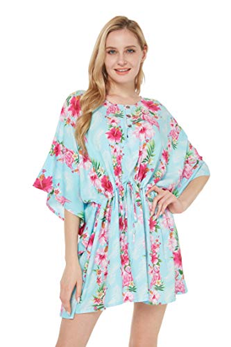Image of Hawaii Hangover Family Matching Clothes, Pink Hibiscus Vine Turquoise | Family matching Hawaiian outfits, Pink Hibiscus Vine Turquoise, lightweight rayon, machine washable, tropical floral print