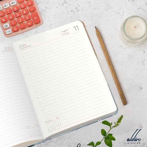 Image of ALDIVO Paper Cover Hard Bound New Year Diary 2026 | A5 Size 365 Days 2026 Daily Planner Diary with Dates, Calendar, Month Cut Index and Bookmark For Office, Personal and Corporate Use (AD613)