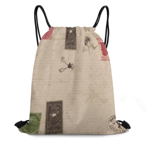AOPYTRBD Old Fashioned Mail Drawstring Backpack Gym Bag Drawstring Bags