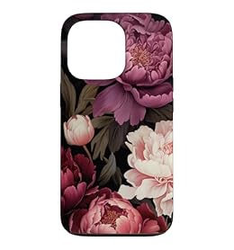 Magenta and Blush Pink Peony Flower Pattern Dark Floral Case for iPhone 13 Pro