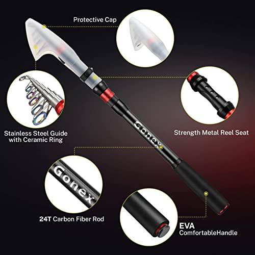 Gonex Teleskop Angelrute und Rolle Combo Set Angelrute Kit mit Angelschnur Angelköder Zubehör und Tragetasche für… – Bild 6