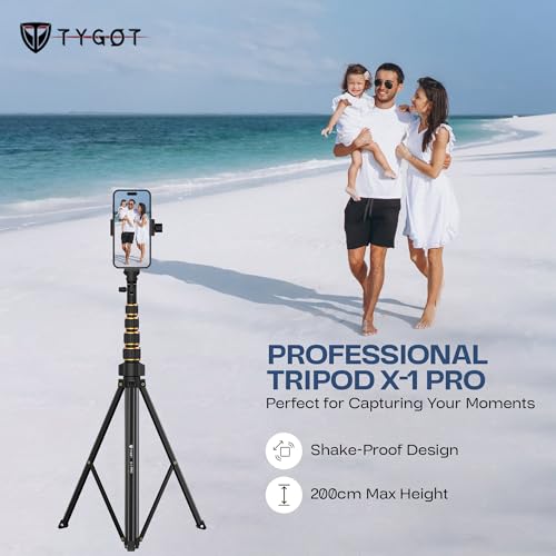 Tygot X-1 PRO 78-Inches (200cm) Aluminium Tripod with Bluetooth Remote, Mobile Holder, Phone Stand for Ring Light, GoPro & Camera, Light Stand for Video Recording, Shooting, Streaming, Reels, YouTube - Image 4