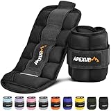 APEXUP 10lbs/Pair Adjustable Ankle Weights for Women and Men, Modularized Leg Weight Straps for Yoga, Walking, Running, Aerobics, Gym, Physical Therapy (Black)