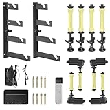 Wellmaking 4 Roller Electric Backdrop Support System Wall Mount Motorized Electric Photo Background with Remote for Studio Live Game Video Background Home, Compatible with Light Stands, Walls, Ceiling