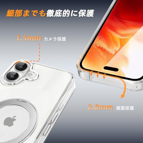 Hailifang iPhone 17 ケース Magsafe対応 リング 360°回転スタンド 縦横両対応 耐衝撃 黄変防止 ワイヤレス充電 マグネット搭載 車載ホルダー 指紋防止 半透明 アイフォン17 ケース 6.3インチ IP17-A6 の商品画像 5