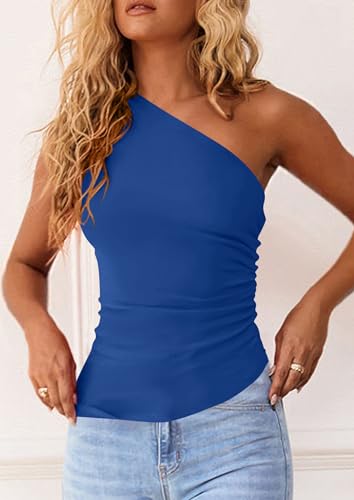 Image of PRETTYGARDEN One Shoulder Summer Tops for Women