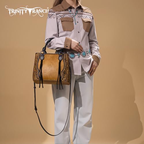 Image of Trinity Ranch Tote Bag for Women Western Purse Floral Tooled Concho Collection