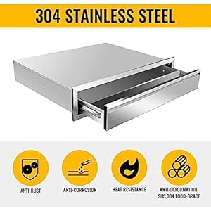 Outdoor Kitchen Drawers Flush Mount Double BBQ Access Drawers Stainless Steel with Recessed Handle BBQ Island Drawers for Outdoor Kitchens Or Grill Station 30W X 65H X 23D Inch