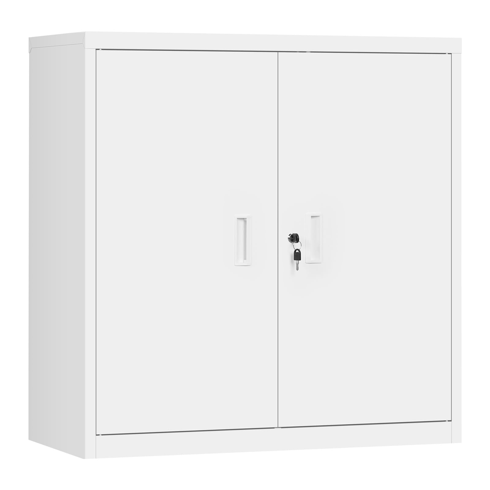 WOLTU Caisson Bureau, Armoire Bureau Métallique, Caisson de Rangement Verrouillable, avec Étagère Réglable, Meuble Rangement, Blanc