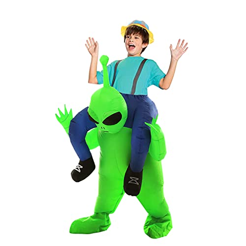 BAJENA Disfraz Alienígena Verde Carry People para Niño, Halloween Carry Me Disfraz Divertido Blow Up Cosplay para Fiesta Carnaval 120-150cm