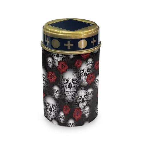 HUGS IDEA Skull Print Solar Grave Lights Red Rose Lights for Cemetery Gravesite Waterproof Solar Illumination for Gardens, Patios & Pathway Walkway Decoration