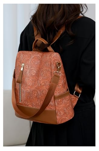 Brown,Women's Waterproof PU Leather Crossbody Handbag Anti-Theft Shoulder Bag Backpack for Work and Leisure3