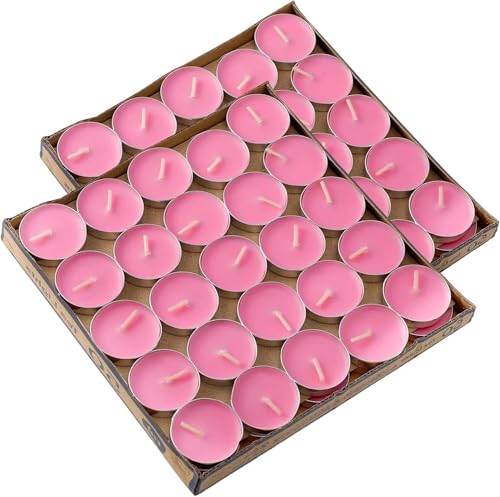Lot de 100 bougies chauffe-plat (rose)