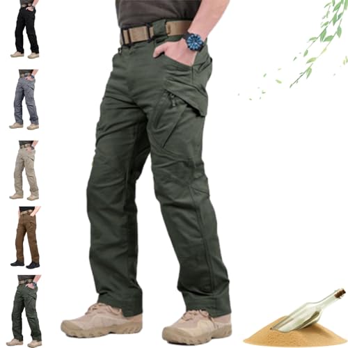 ZHCBAUA Pantalones tácticos impermeables para hombre, pantalones cargo para hombre, ligeros, cómodos, casuales, tácticos, con múltiples bolsillos, verde, 5XL