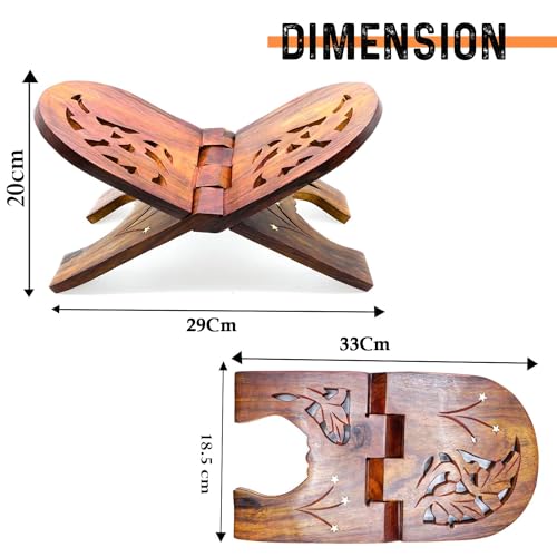 Image of Naayaab Craft Luxury Sheesham Wooden Book Holder | Religious Book Stands | Wooden Rehal - Size (13 Inch)
