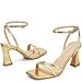 AIUNIIND Heeled Sandals for Women Chunky Block High Heels Square Open Toe Sandals with Ankle Strap 3 Inch Dress Heels Comfortable Gold 8.5