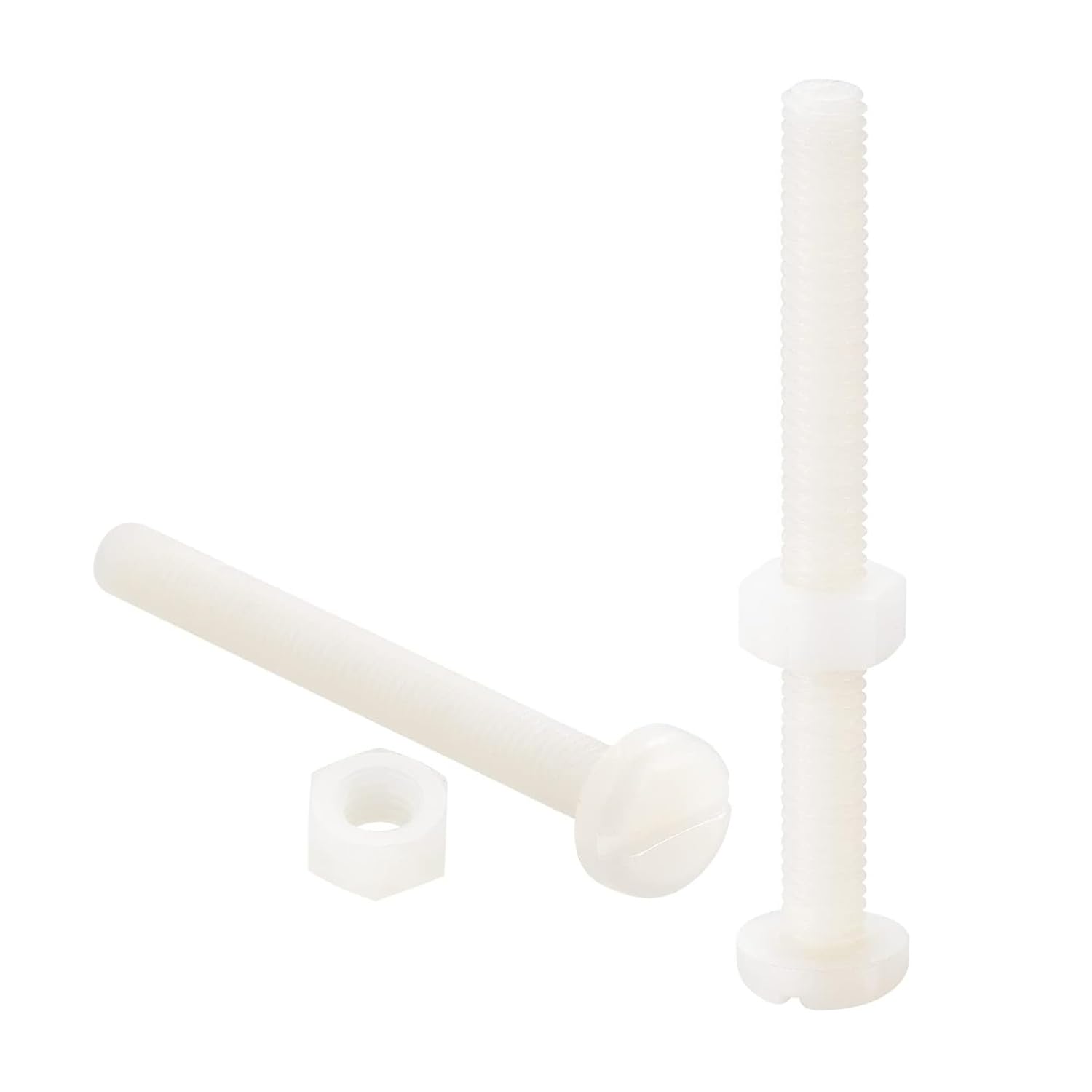 TA-VIGOR M6 x 60mm Nylon Plastic Nuts and Bolts, Slotted Pan Head, 20 Pairs