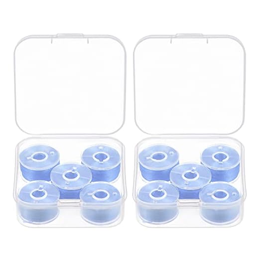 sourcing map 2 Juegos Prebobinado Bobina Hilo con Almacenamiento Plástico Estuche para Bordado y Coser Máquina, Claro Aciano Azul