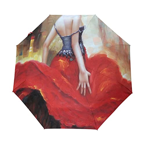 Parapluie pliable aquarelle rouge automatique pour la plage et la ville