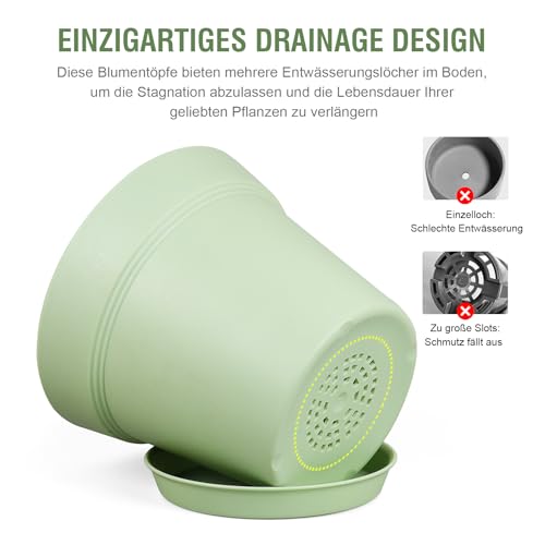 Homeuouz 6 Packs Blumentopf mit Untersetzer, 15.2cm Pflanzentopf, Plastik Übertopf mit Mehrere Ablauflöchern, Hydrokultur Topf… – Ansicht 3