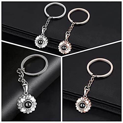 Personalized Photo Keychain with I Love You 100 Languages Custom Picture Heart Pendant Keychain Gifts for Her3