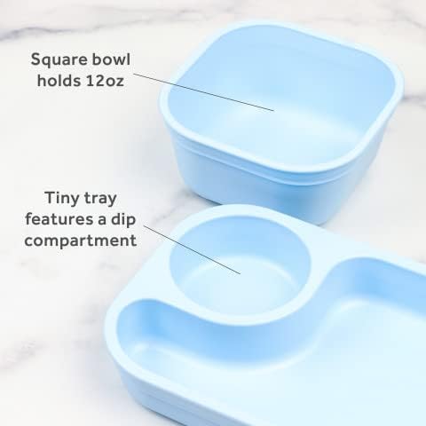 Miniatura 2 de Re-Play Juego de 5 piezas de suministros de alimentación para bebés y niños pequeños, incluye bandeja de alimentos, taza, cuenco, utensilios,