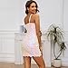 Waist Wow Sequin Dress for Women Spaghetti Strap Sexy Dresses Glitter Sparkly Mini Dress Pink