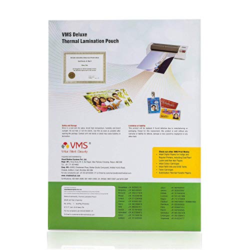 Image of VMS Deluxe 225x310mm 125 Micron A4 Lamination Pouch - 100 Sheets & VMS Deluxe 70x100mm 125 Micron Lamination Pouch - 2 x 100 Sheets