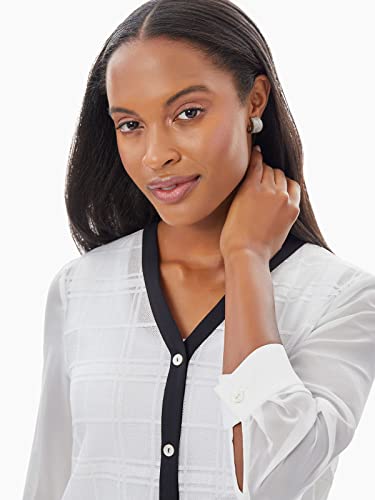 Sheer Plaid Mixed Media Blouse #TOP2