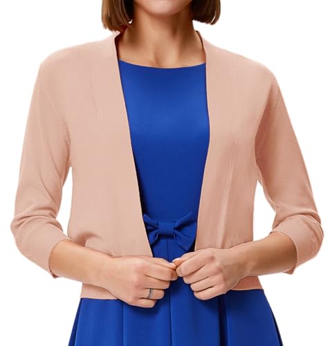 Image of GRACE KARIN Women Cardigan Sweaters Lightweight Knit Cropped Cardigans Trendy 3 /4 Sleeve Shrug Bolero S-3XL