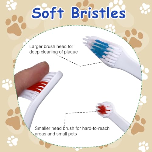 Image of Gosknor 3 Pcs Dual Headed Pet Toothbrush for Dogs & Cats, Soft Bristles Pet Teeth Brush Double Head Cleaning Toothbrush for Small and Large Dogs Cats Teeth Cleaning and Dental Care(Three Colors)