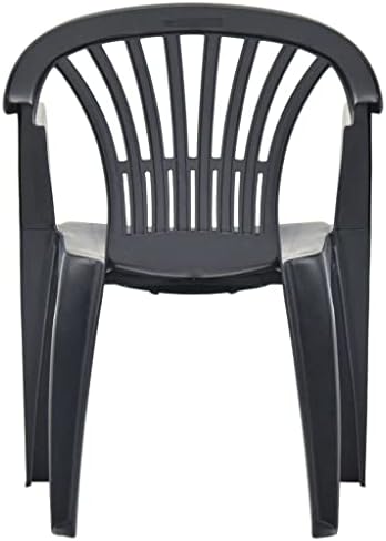 VTL® Dark Grey Plastic Garden Chairs Low Back Seat Patio Partying Camping Stacking