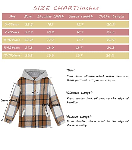 Girls Cute Flannel Plaid Button Down Top with Pockets Long Sleeve Hooded Jacket3
