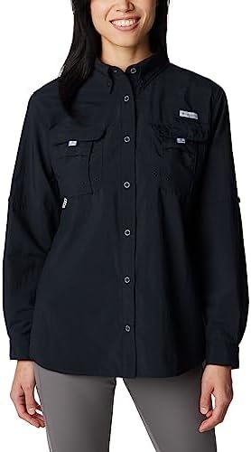 Columbia Women's PFG Bahama II Long Sleeve Shirt, Breathable, UV Protection Black, Medium