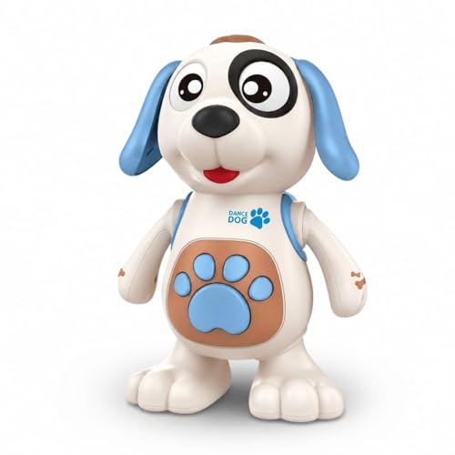 Cachorro Dançarino Interativo com Luzes LED e Sons, Robô Musical para Desenvolvimento Motor e Sensorial, 1 a 3 Anos (Azul)
