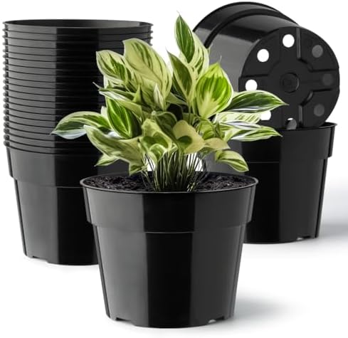 20 Pack Plant Pots, 6 Inch Plastic Plant Planter with Saucers and...