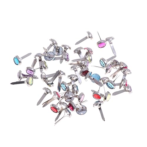 Homoyoyo DIY Craft Brads 50pcsmetal Decorative Studs Mini Round Shape Colorful Scrapbooking Brads Embellishments for Photo Album Easy to Use