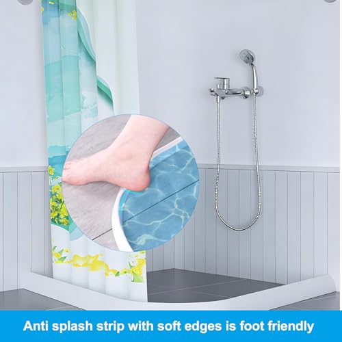 2M Schwallschutzleiste Dusche Selbstklebend, 4,5cm Höhe Wasserstopper Dusche, Silikon Wasserstopper Dusche, Duschschwelle für Duschabtrennung Küche 360° Biegbar Badezimmer Bodendichtung (3cm x 4,5cm)