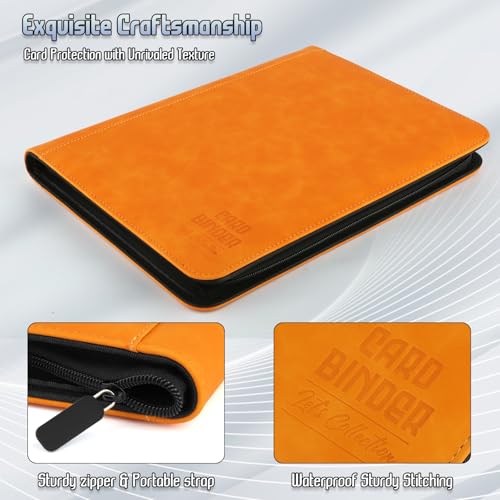 Trading Card Binder, Premium 9 Pocket Double Sided 540 Pocket PU Card Collection Binder, Collectible Trading Card Albums for MTG, TCG, Sport Card, Game Cards (Orange) by Arkeiliy - Image 3