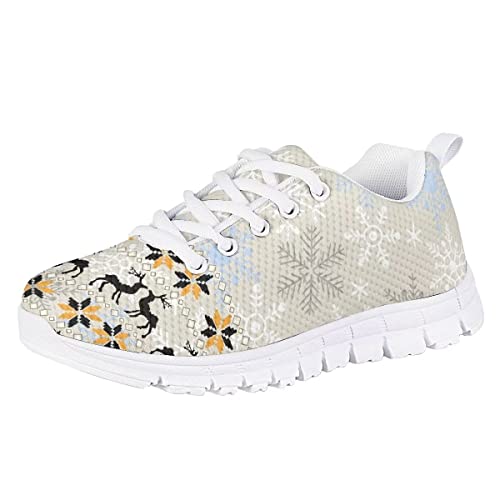 Hawapod Christmas Kids Boys Youth Athletic Fashion Sneaker Running Shoe Lace up Little Kid Big Kid Leisure Flat Girls White Tennis Shoes