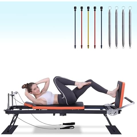 Pilates Reformer,Dpiolrcag Foldable Pilates Machine & Equipment for Home Use and Gym Workout with Jump Board, Suitable for Advanced and Beginners Users, Up to 250 lbs Weight Capacity Cover
