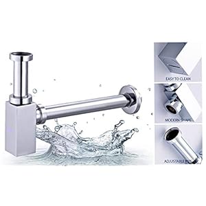 Brizyaan Premium Heavy Brass Bottle Trap with 7 Inch Outlet Pipe for Bathroom Basin Kitchen Sink and Wash Basin (Finish : Chrome; 32 mm; Silver)