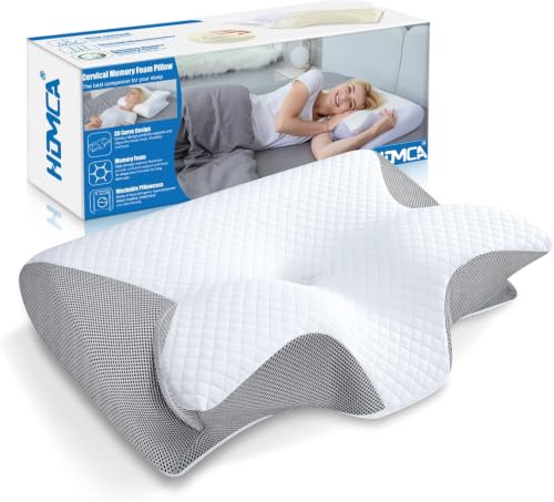 Image of HOMCA Memory Foam Cervical Pillow, 2 in 1 Ergonomic Contour Orthopedic Pillow for Neck Pain, Contoured Support Pillows for Side Back Stomach Sleepers
