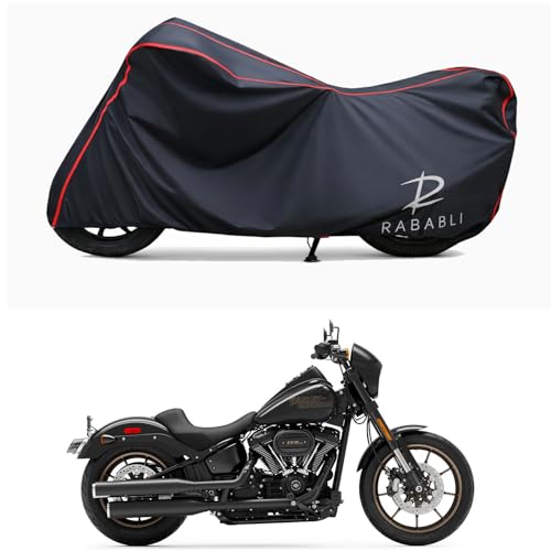 Image of Waterproof Bike Body Cover Compatible for | Davidson Low Rider S STD | Taffeta Fabric, Red Piping Design, Bottom Elastic Fit | Dustproof, Sun UV & Rain Protection for All Bikes