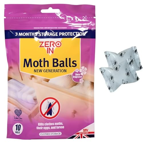 Image of Citystores® ZI 10 Moth Balls – Protect Clothes & Bedding from Moths, Storage Wardrobes & Bags – Pack of 10 with Fresh Linen Fragrance